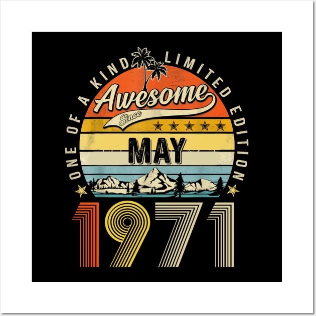 Awesome Since May 1971 Vintage 52nd Birthday Wall Art by PlumleelaurineArt